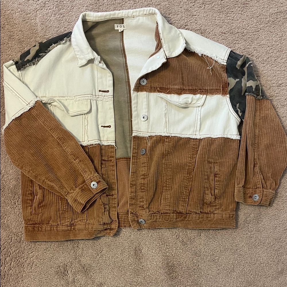 Pol quilted corduroy, denim, and camo Jacket